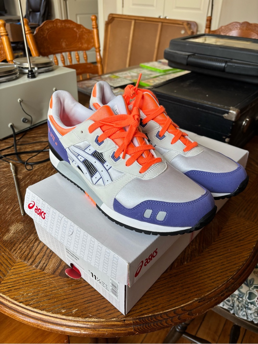 Asics White, Purple & Bright Orange Retro Runners